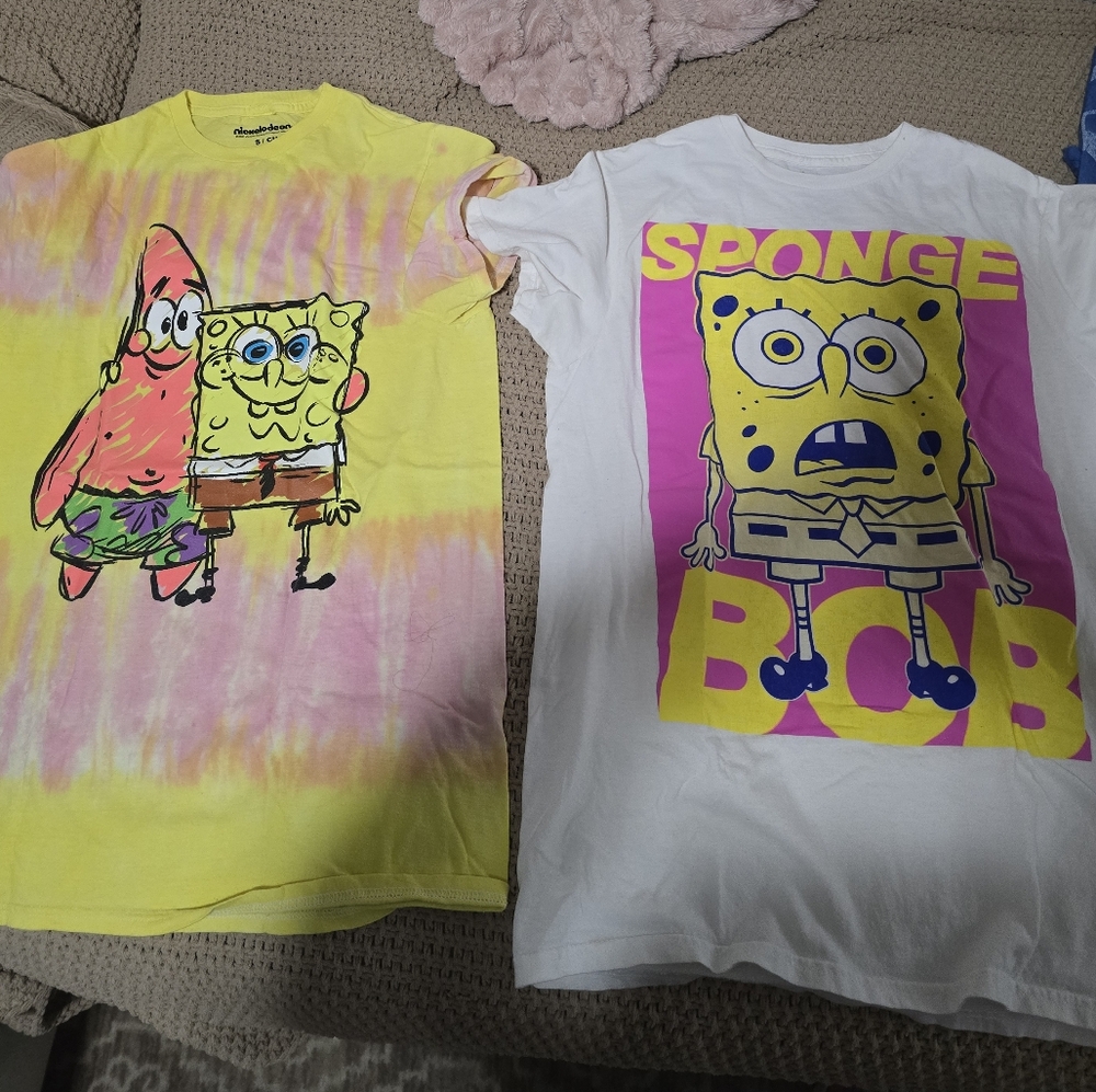 SpongeBob Graphic T-Shirts - White and Yellow